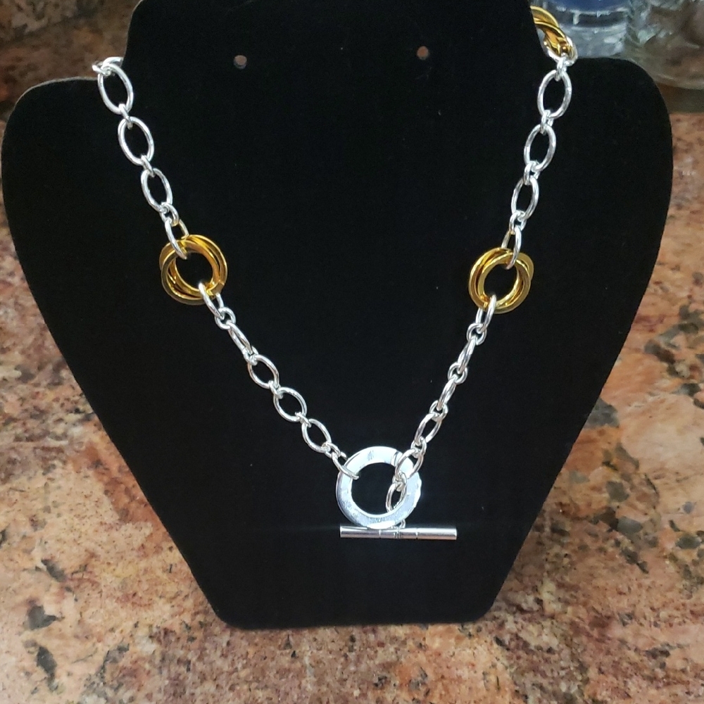 Elegant Silver and Gold Chain Necklace